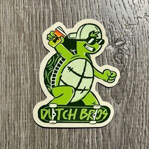 Dutch Bros Neon Green Skateboarding Turtle Sticker
